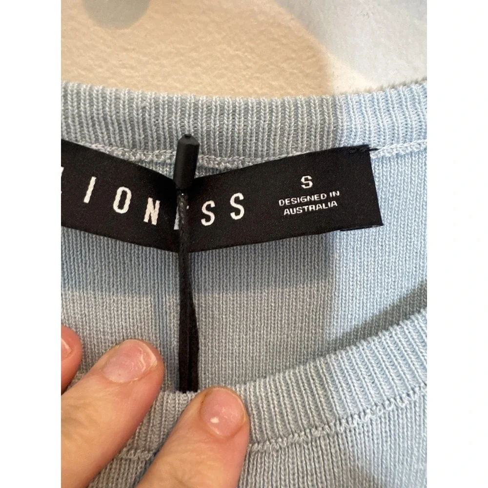 Lioness Military‎ Minds Dress Womens Small Blue Ruched Bodycon Mini Crew Neck